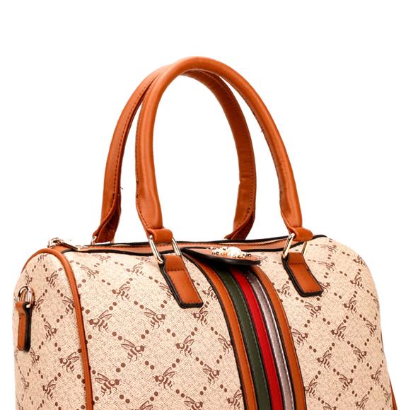 Bee Charm Monogram Print Boston Satchel Set - Picture 3 of 3